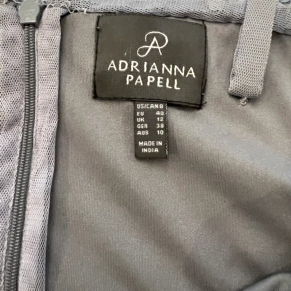 ADRIANNA PAPELL Womens Size 8 Blouson Cocktail Dress BEADED Grey Short PARTY - Picture 6 of 14
